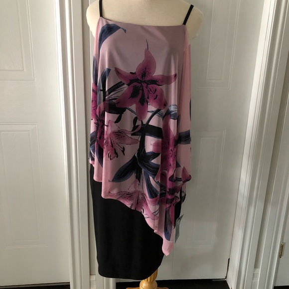 BNWT Le Chateau Dress with Flowy Floral Overlay - Picture 1 of 11